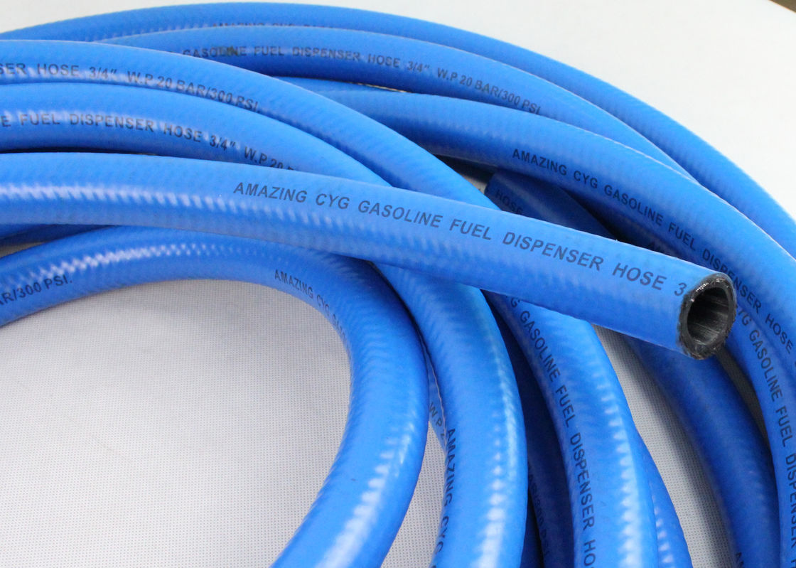 ID 3 / 4 Inch Blue Flexible Fuel Dispenser Hose Single Wire For Gas Station