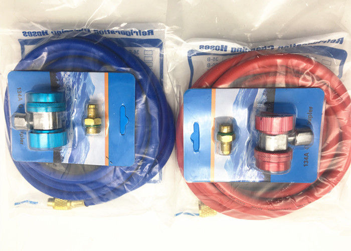 Red and Blue Color r134a refrigerant hose with Brass Fittings and Charge couplers