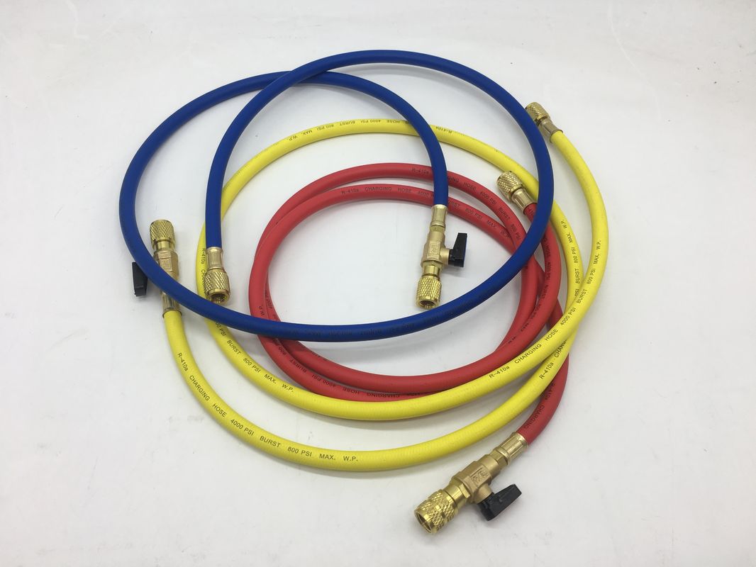 R410/ R32 Refrigerant Charging Hose With Ball Valve Fitting For Manifold Gauge