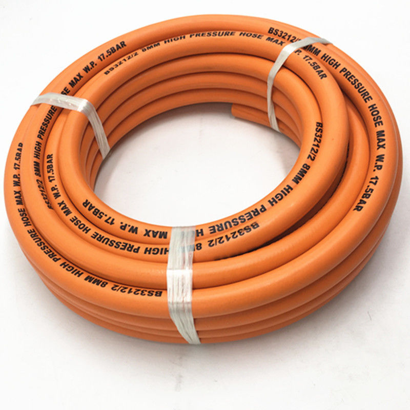 NBR Material Orange Rubber Lpg Gas Hose 5 / 16 Inch for Domestic Cooking