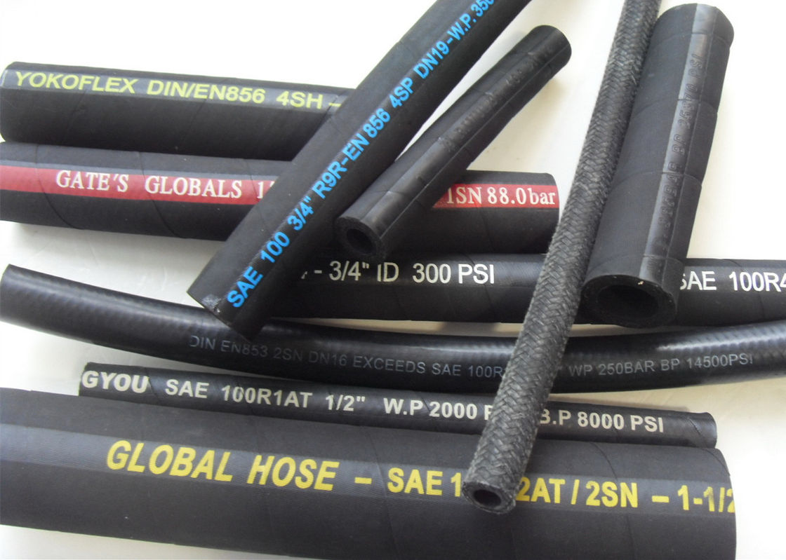 Black Hydraulic Flexible Hose ,  I.D. 3 / 4&quot; Hydraulic Hose With Two Steel Wire