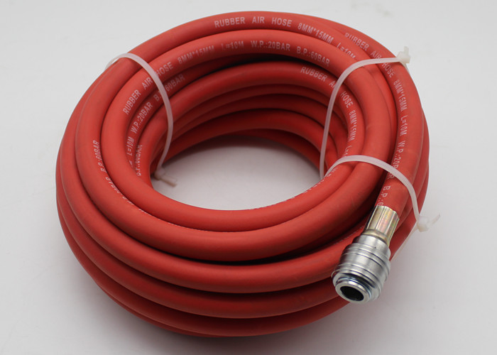 ID 8mm L 10m WP 20 BAR BP 60 BAR Rubber Air Hose , 1/4" BSP Quick