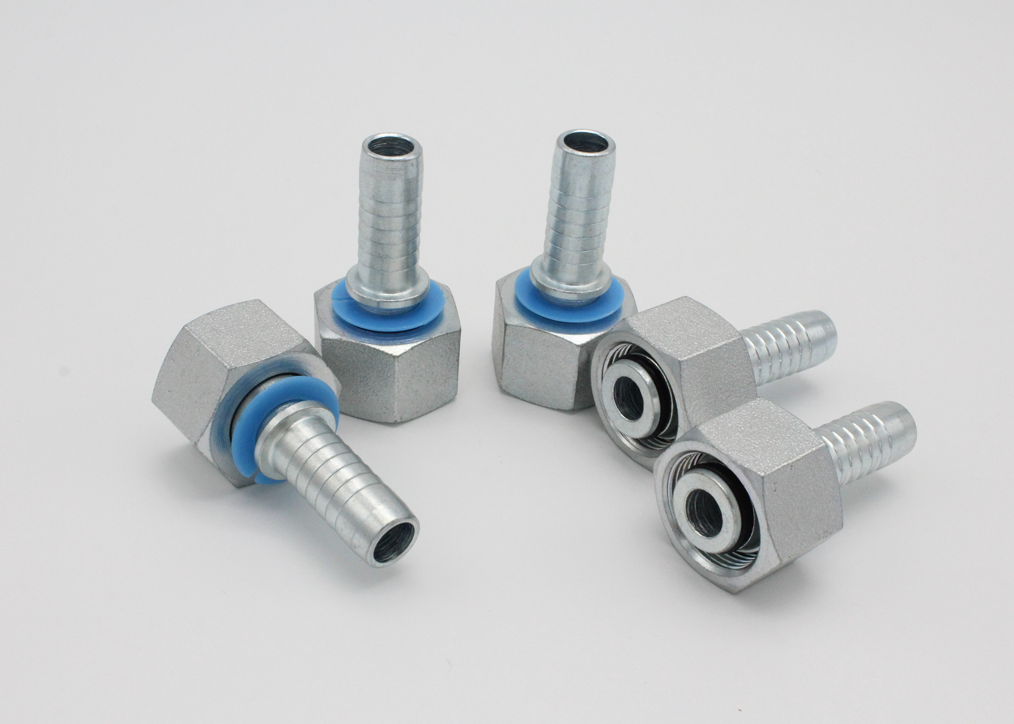 Steel High Pressure Hose Connector , Metric Female 24 Degree Cone O ring