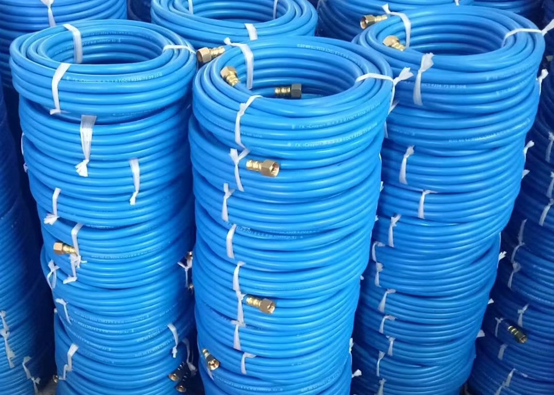 Blue Rubber Air Hose For Pneumatic Tools , Flexible Air Compressor Hose
