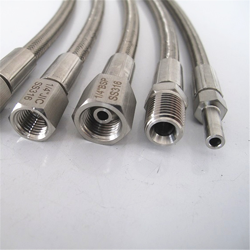 1/4" X 6ft 304 SS Wire Braided PTFE Hose With Female JIC Swivel Fittings