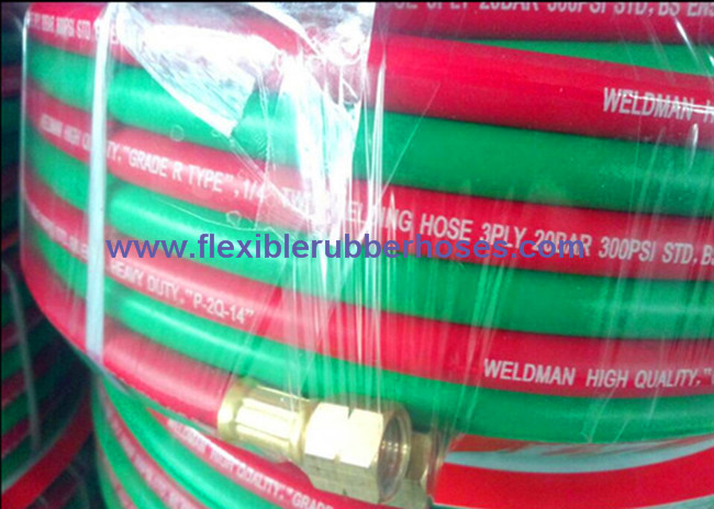 3 / 16" Welding Rubber Hose With Brass Adapter 20 Bar For Gas Cutting / Soldering 0