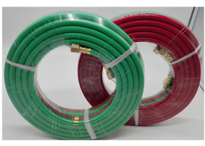 Grade R Red & Green 1/4'' x 25ft Rubber Twin Hose for Oxygen - Acetylene