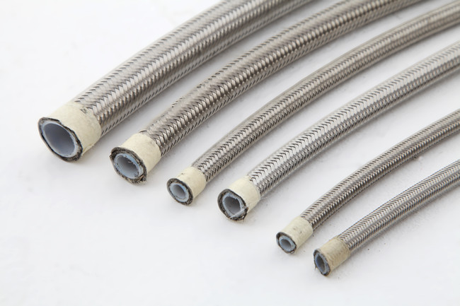 DN13 Stainless Steel Cover Smooth PTFE Hose for Oil / Coolant 0