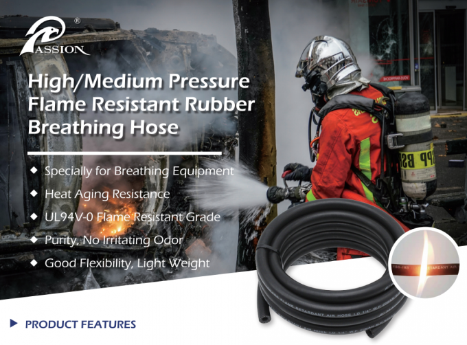 Flame Resistant Black Rubber Breathing Air Hose High Medium Pressure 0