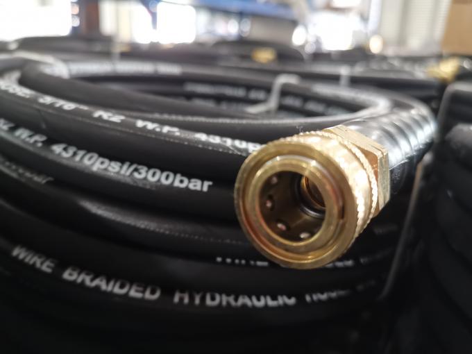 3/8 X 50' 4000 Psi Pressure Washer Hose with Quick Connects in Grey and Black Colors 3