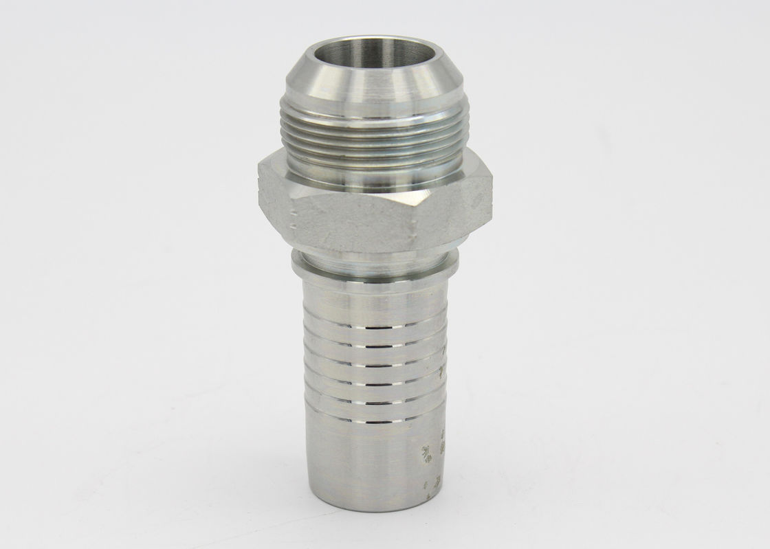 Carton Steel Npt Pipe Fittings , JIC Male 74 Degree Cone Seal In Silver Color ( 16711 )