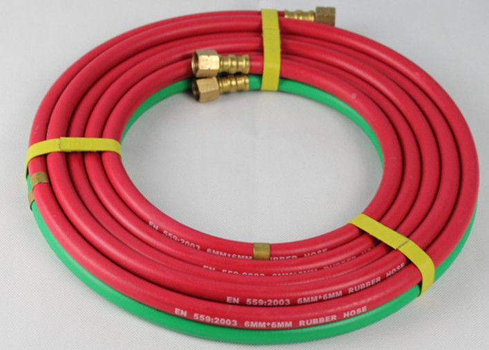 CE Certified 1 / 4 Inch x 100 FT  Twin Welding Hose With Brass Adapters , Torch Hose