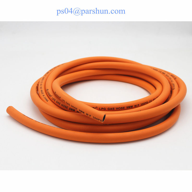 Rubber Orange Low Pressure Flexible Gas Hose BS EN16436 5/16