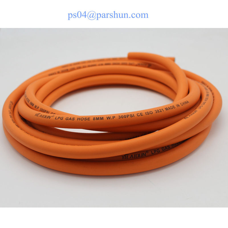 Rubber Orange Low Pressure Flexible Gas Hose BS EN16436 5/16