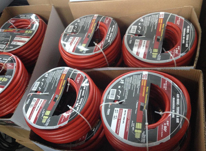 ID 3/8 inch x 25 ft Red flexible air hose with Brass 1/4 inch NPT fittings