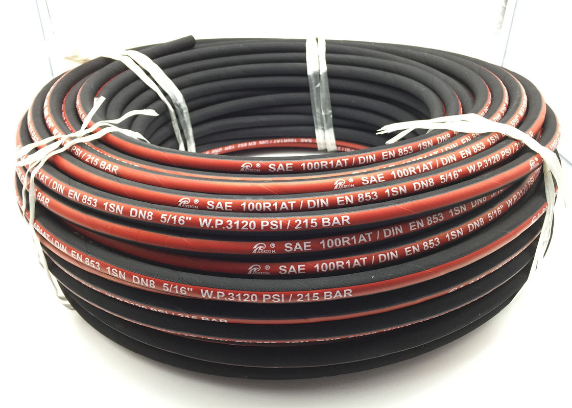 SAE J517 100 R1AT High Pressure Hydraulic Hose , 3/8&quot; Flexible Hydraulic Tube for Tractor Trolley