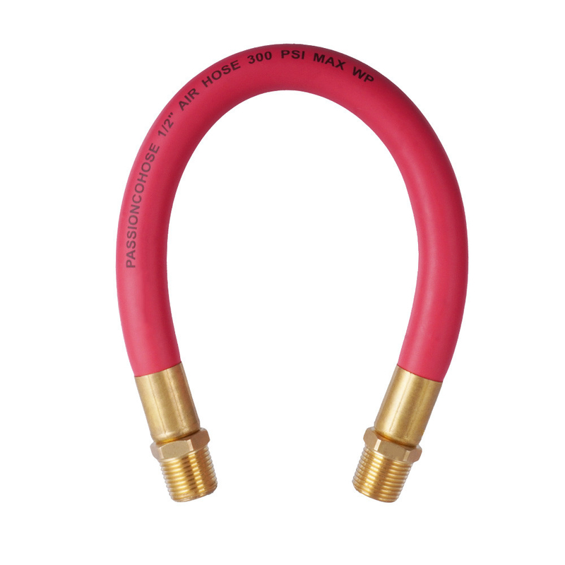 Red EPDM 1/2'' X 50FT with NPT Male Rubber Air Hose Assembly for Compressed Air