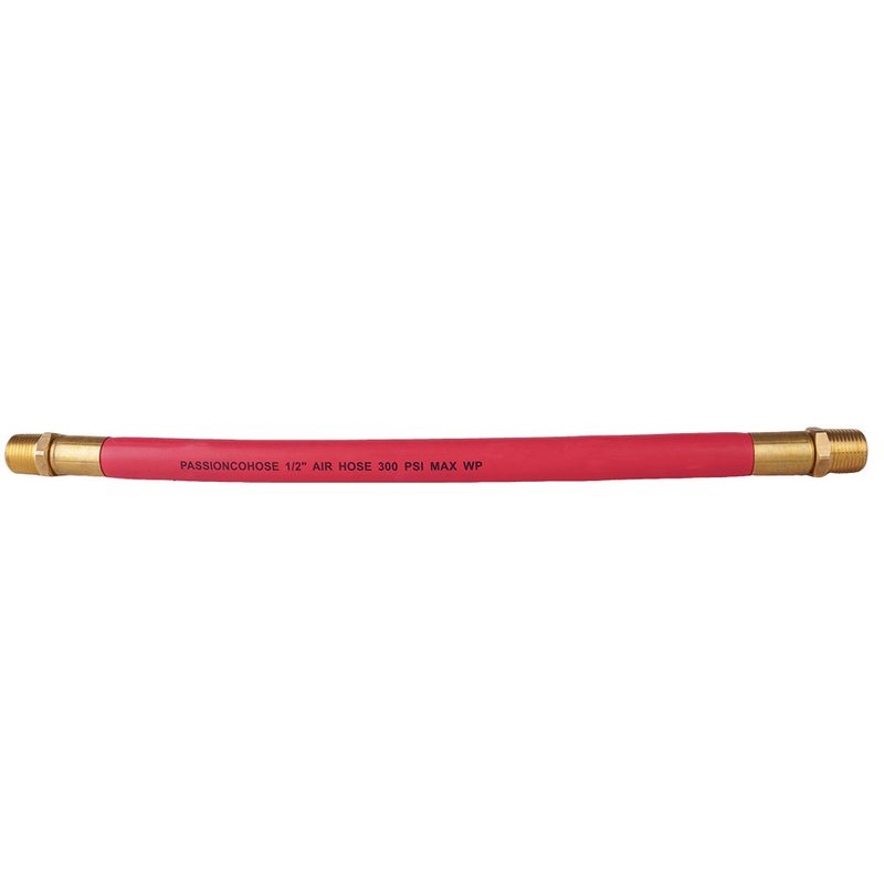 Red EPDM 1/2'' X 50FT with NPT Male Rubber Air Hose Assembly for Compressed Air