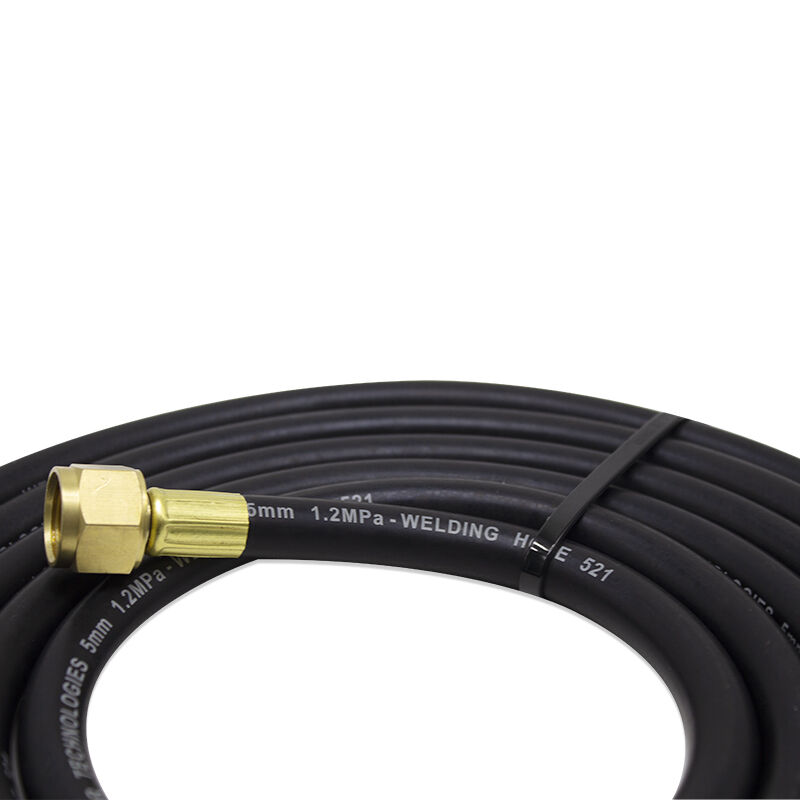 High Pressure 300 PSI Twin Welding Hose with Flexible Rubber Construction and Movable Brass Fittings