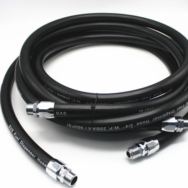 Steel Wire Braided Flexible Petrol Pump Hose With 3/4&quot; Npt Inlet 4 Meters