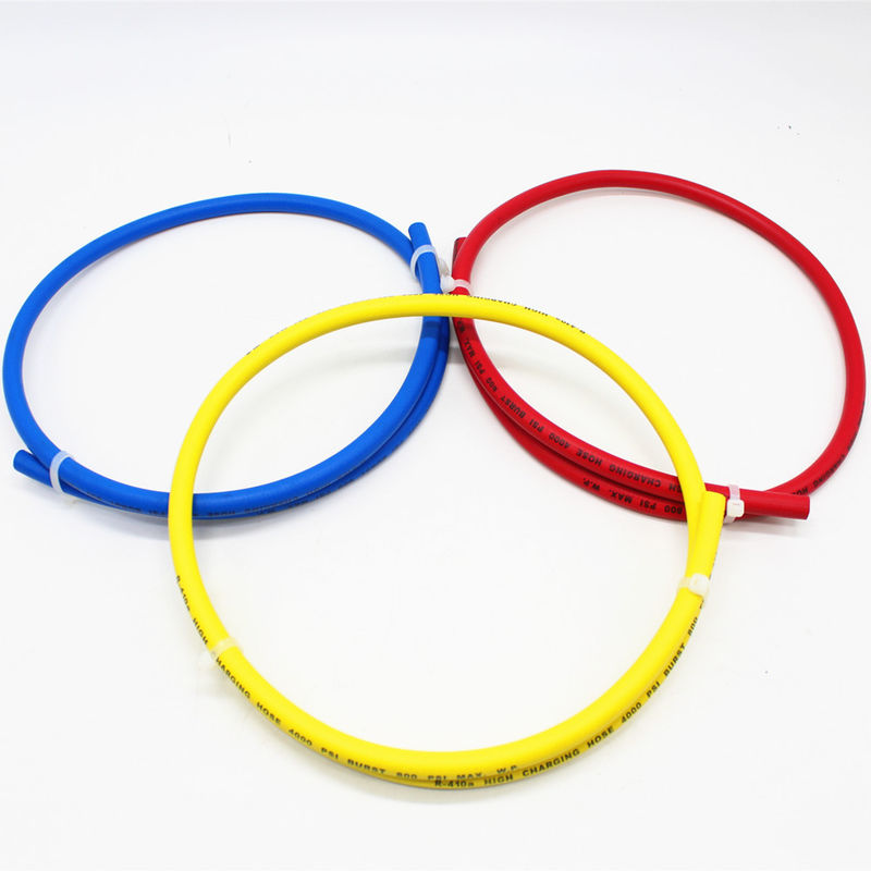 R410a Red Yellow Blue Rubber Refrigerant Charging Hose For Air Conditioner