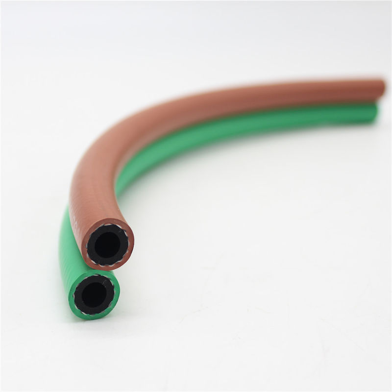 Red And Green Synthetic Rubber Twin Hose With BB Hose Fittings 1/4&quot; X 12.5&quot;