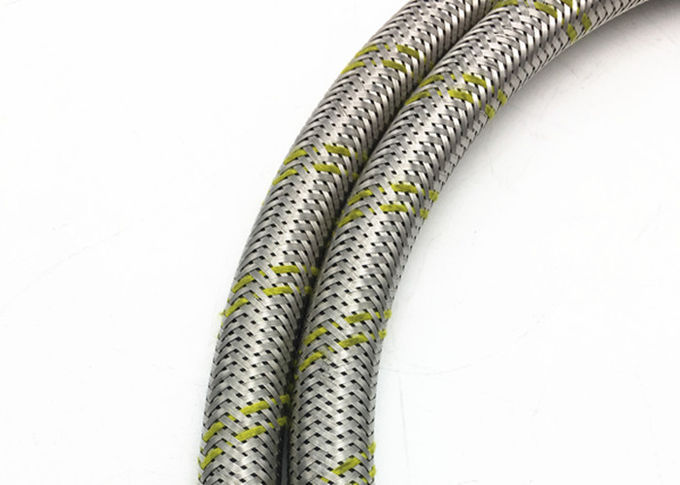 3/8" SBR Rubber Gas Hose with Stainless Steel Braided and Two Yellow Lines 0